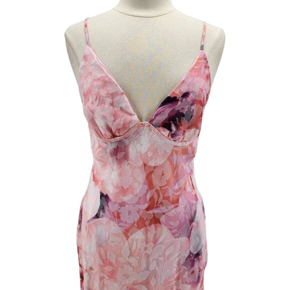 Hello Molly Womens 10 Dress Harbour Breeze Maxi Pink Floral Sleeveless Party - Picture 3 of 12